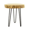Tripp I Măsuță laterală solid acacia lemn Natural-picioare metalice negre D41χ45cm, 41x41x45 cm, imagine suplimentara