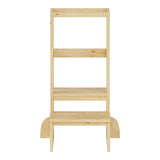 Turnulet de învatare pentru copii Chiquel, stil Montessori, lemn, alb, 45x51x90 cm - Natur