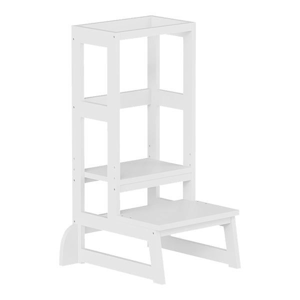 Turnulet de învatare pentru copii Chiquel, stil Montessori, lemn, Alb - Natural, 45x51x90 cm