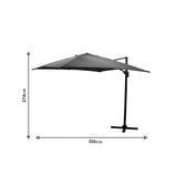 Umbrela de gradina suspendata cu rotatie de 360 de grade Raffaella aluminiu, antracit, 3x3 m, foto produs 7