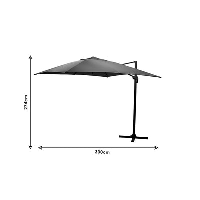 Umbrela de gradina suspendata cu rotatie de 360 de grade Raffaella aluminiu, antracit, 3x3 m, foto produs 7