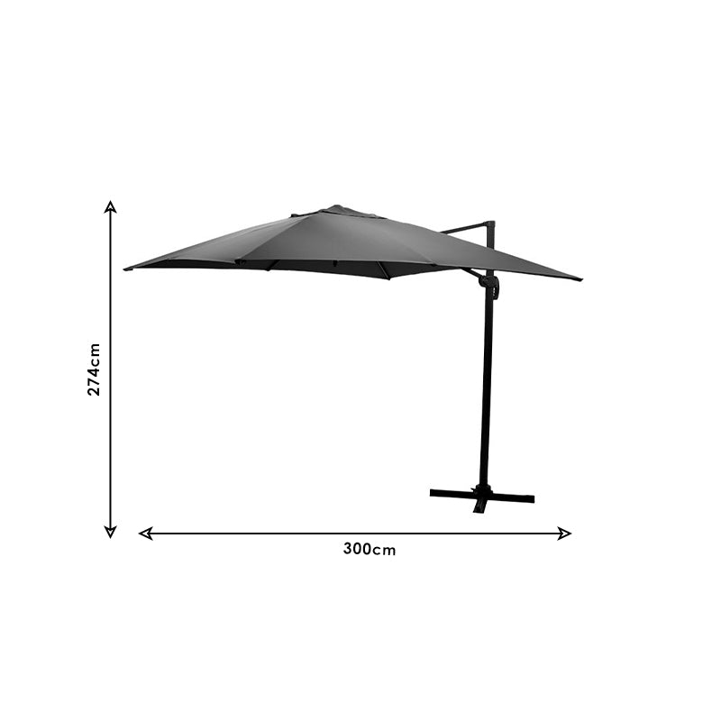 Umbrela de gradina suspendata cu rotatie de 360 de grade Raffaella aluminiu, antracit, 3x3 m, foto produs 7