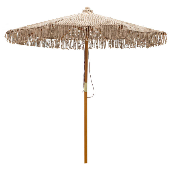 Umbrela profesionala Renny bej macrame - lemn de fag Ö2.5me, 250x250x255 cm