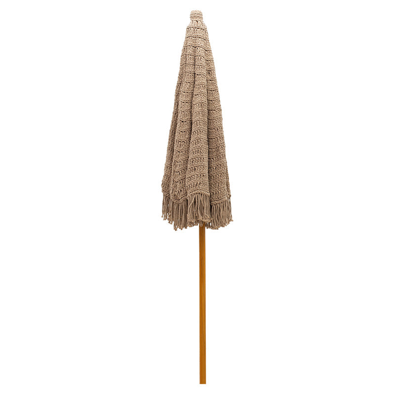 Umbrela profesionala Renny bej macrame - lemn de fag Ö2.5me, 250x250x255 cm, detaliu produs