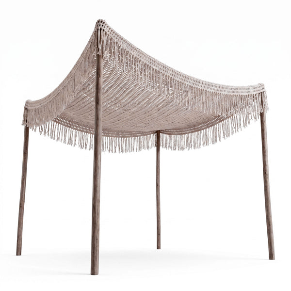 Umbrire de grădină Shelto macrame poly-cotton nuanță net în bej nuanță, 200x200x27 cm