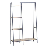 Unitate de intrare-raft Herevy, Stejar cu metal, negru, 101x35x160 cm