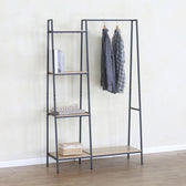 Unitate de intrare-raft Herevy, Stejar cu metal, negru, 101x35x160 cm, imagine suplimentara