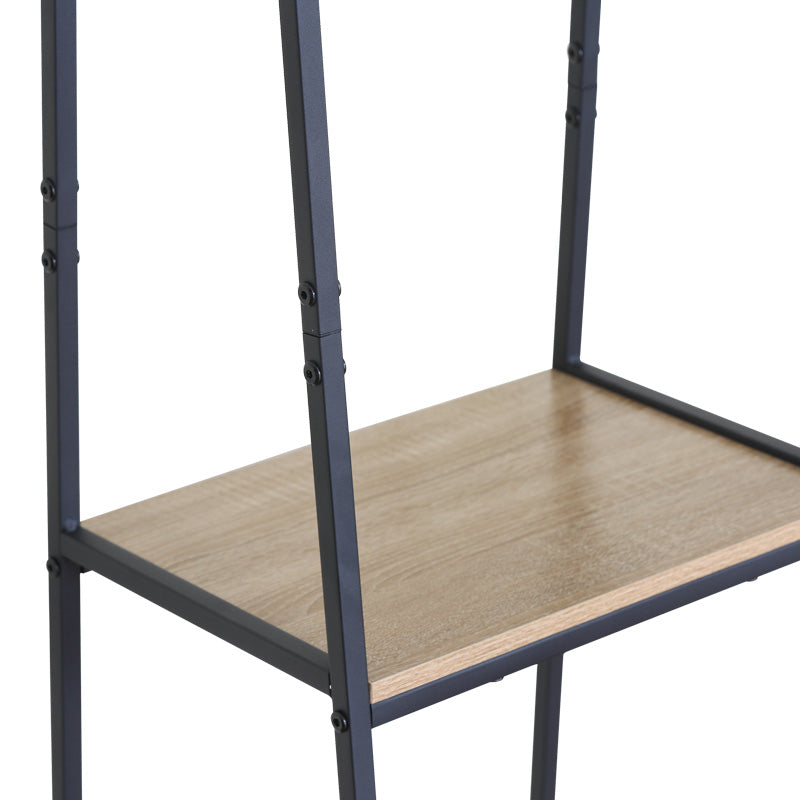 Unitate de intrare-raft Herevy, Stejar cu metal, negru, 101x35x160 cm, perspectiva suplimentara