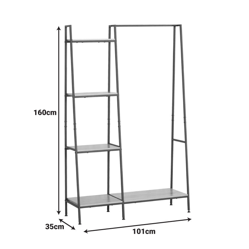Unitate de intrare-raft Herevy, Stejar cu metal, negru, 101x35x160 cm, foto produs
