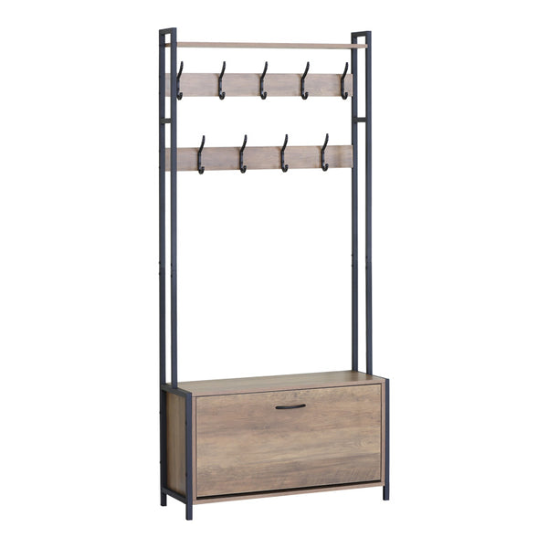 Unitate de intrare Ventoria, Stejar cu metal, negru, 84x30x182 cm