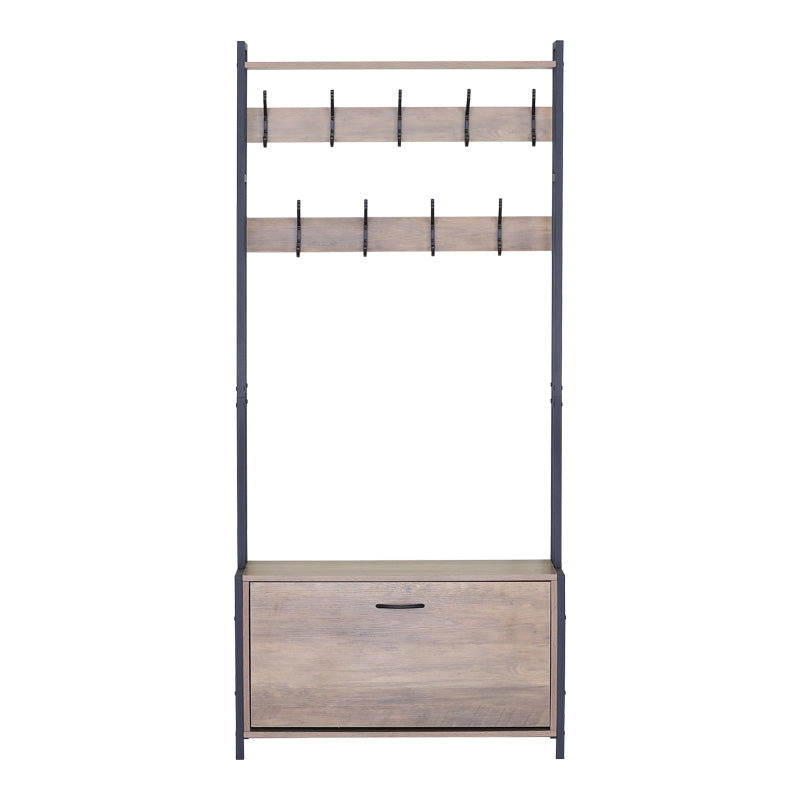 Unitate de intrare Ventoria, Stejar cu metal, negru, 84x30x182 cm, detaliu produs