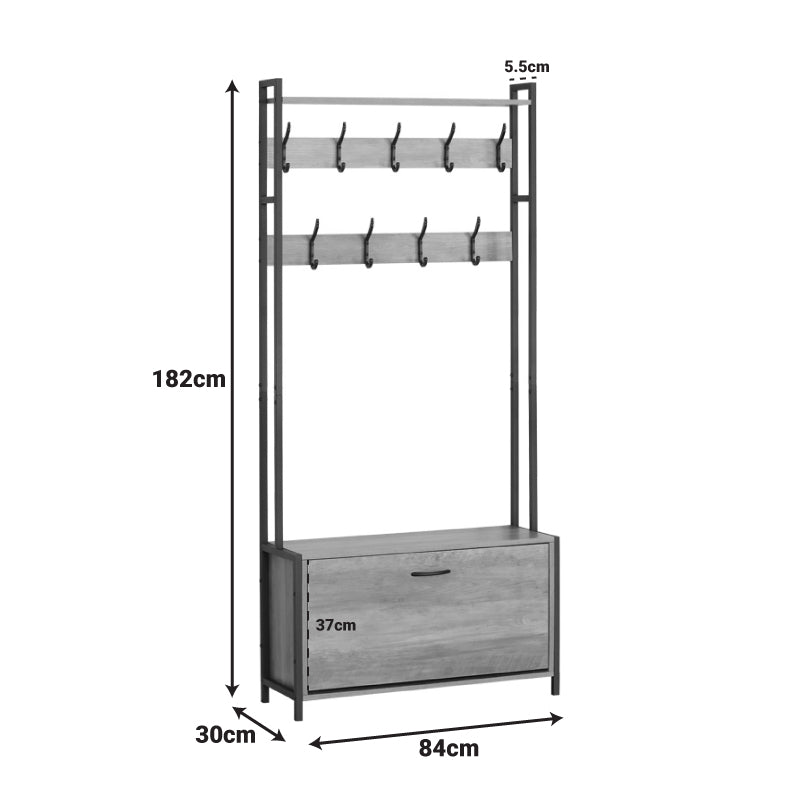 Unitate de intrare Ventoria, Stejar cu metal, negru, 84x30x182 cm, foto produs