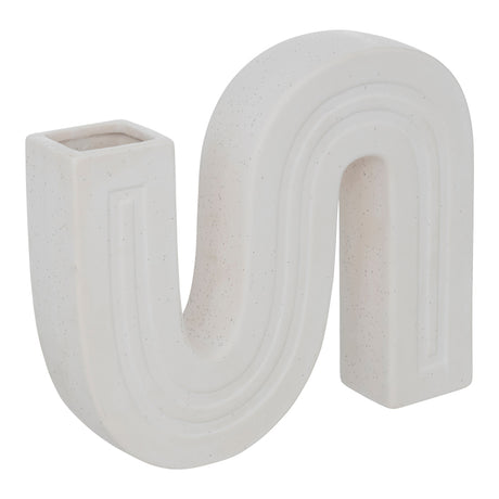 Vaza ceramica Snaky, Alb, 25x5x21 cm