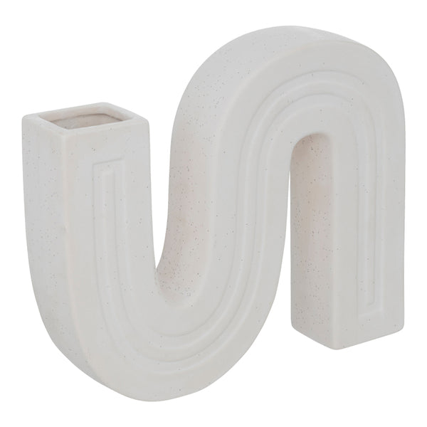 Vaza ceramica Snaky, Alb, 25x5x21 cm