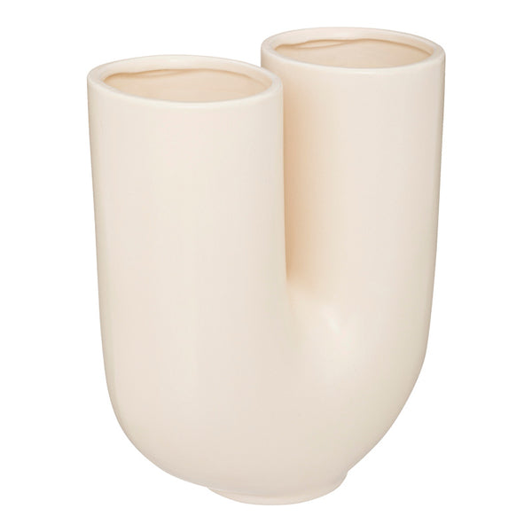Vază decorativă ceramică Dorta, Crem, 21x11x25 cm