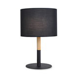 Veioza Kerky negru-Natural metal-lemn-textil, 25x25x40 cm