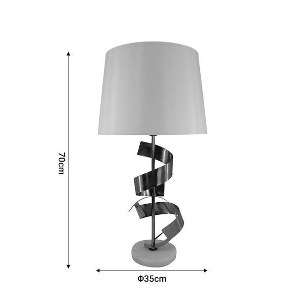 Veioza Lighted metal auriu si abajur din tesatura, alba, 35x35x70 cm