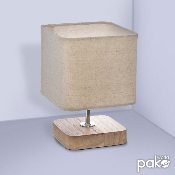 Veioza Sand lemn metal, Natur, 15x15x21 cm