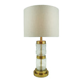 Veioza Wenxie metal auriu marmura tesatura bej 32x32x53 cm