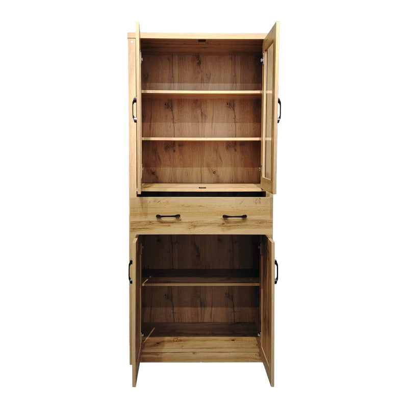 Vitrina-șifonier multifunctionala Nisso, Lemn, Alb, 80x40x184 cm - Stejar