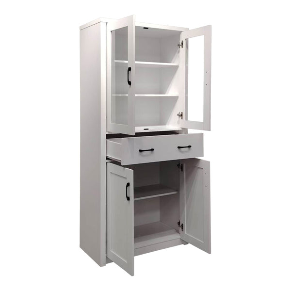 Vitrina-șifonier multifunctionala Nisso, Lemn, Alb - Stejar, 80x40x184 cm