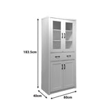 Vitrina-șifonier multifunctionala Nisso, Lemn, Alb, 80x40x184 cm - Alb