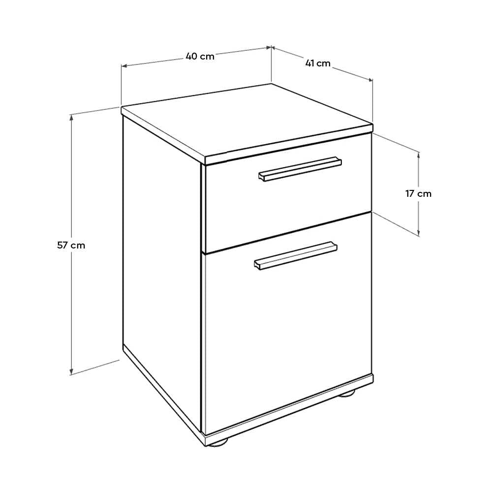 Noptiera Adore White, 2 sertare, Usa reversibila, Alb, 40x57x41 cm