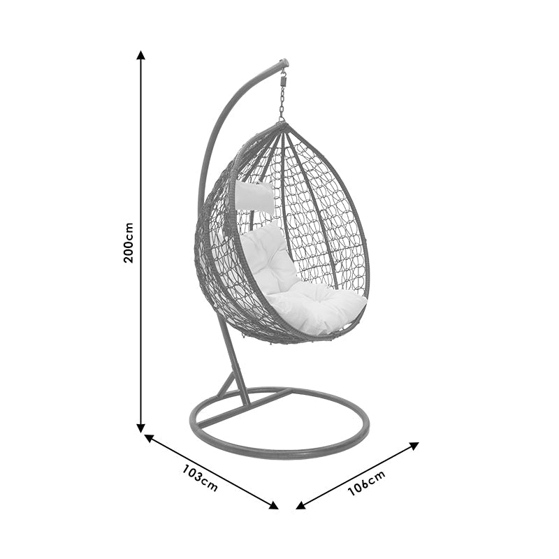 Balansoar Zafer, Metal si PP, 106x103x200 cm - Negru-Natural