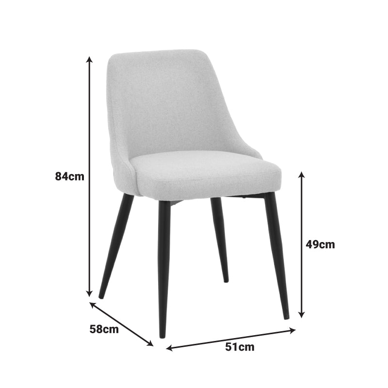 Zedna scaun bej din stofă, cu picioare metalice negre, Bej - Negru, 51x58x84 cm - Bej-Negru