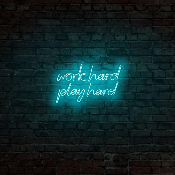 Aplica de Perete Neon Work Hard Play Hard, 55x36 cm