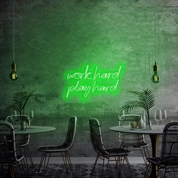 Aplica de Perete Neon Work Hard Play Hard, 55x36 cm