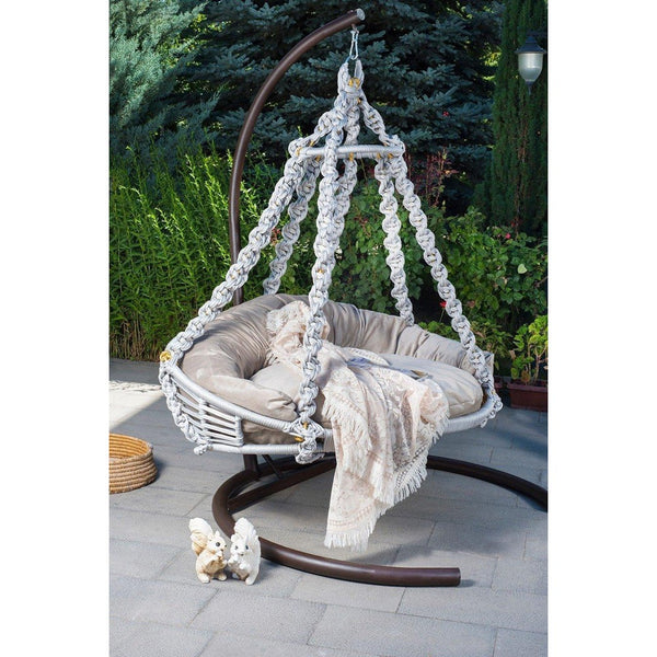 Balansoar de gradina cu 2 locuri Ahtapot, Gri, 175x175x230 cm