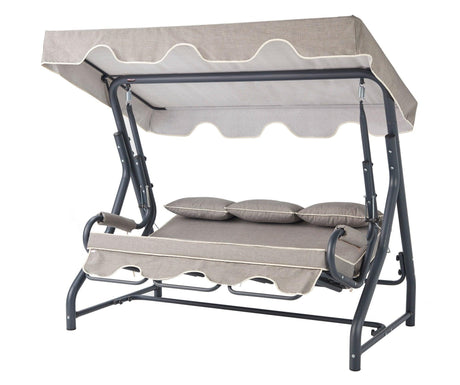 Balansoar de gradina cu 3 locuri Zomzi, Gri, 200 x 110 x 165 cm