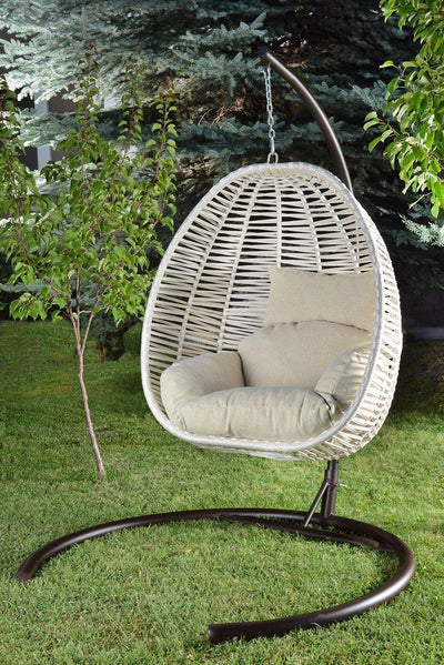 Balansoar de gradina Lokum, Crem, 110 x 110 x 196 cm