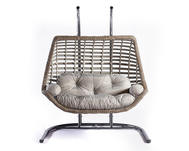 Balansoar de gradina Lux Rattan cu 2 locuri Arkadas, Gri, 173 x 214 x 120 cm