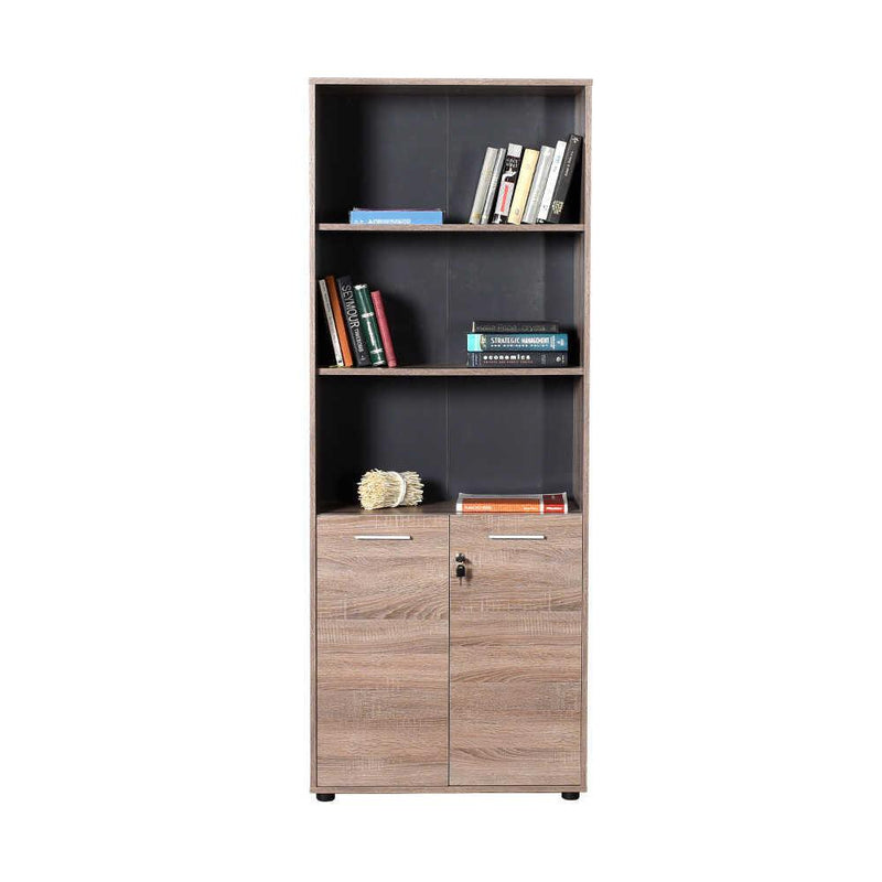 Biblioteca Adore New York Office, 2 usi cu cheie, 3 rafturi fix, 72 x 187 x 34 cm