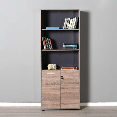 Biblioteca Adore New York Office, 2 usi cu cheie, 3 rafturi fix, 72 x 187 x 34 cm