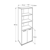 Biblioteca Adore New York Office, 2 usi cu cheie, 3 rafturi fix, 72 x 187 x 34 cm