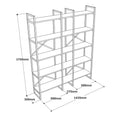 Biblioteca Advantex 5 rafturi Lung cadru metal, Stejar, 144 x 175 x 30 cm