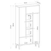 Biblioteca Arsenio cu 4 usi si rafturi, Stejar, 96 x 177 x 32 cm