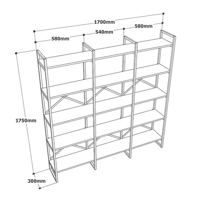 Biblioteca Cello rafturile XL cadru metal, Crem, 170 x 175 x 30 cm