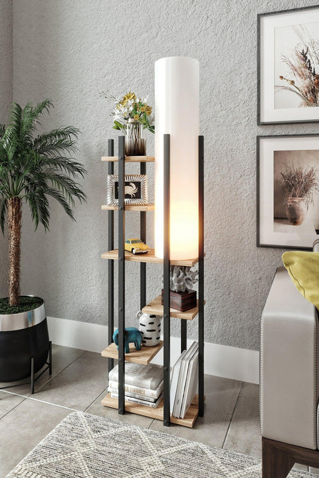 Biblioteca Cu Lampa Lemn Wallar, Negru, 45x160x25 cm