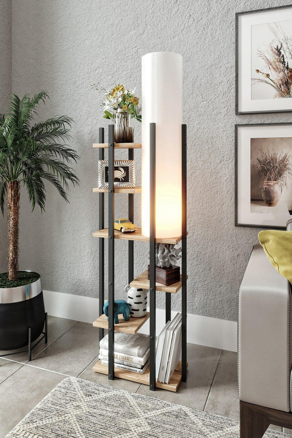 Biblioteca Cu Lampa Lemn Wallar, Negru, 45x160x25 cm