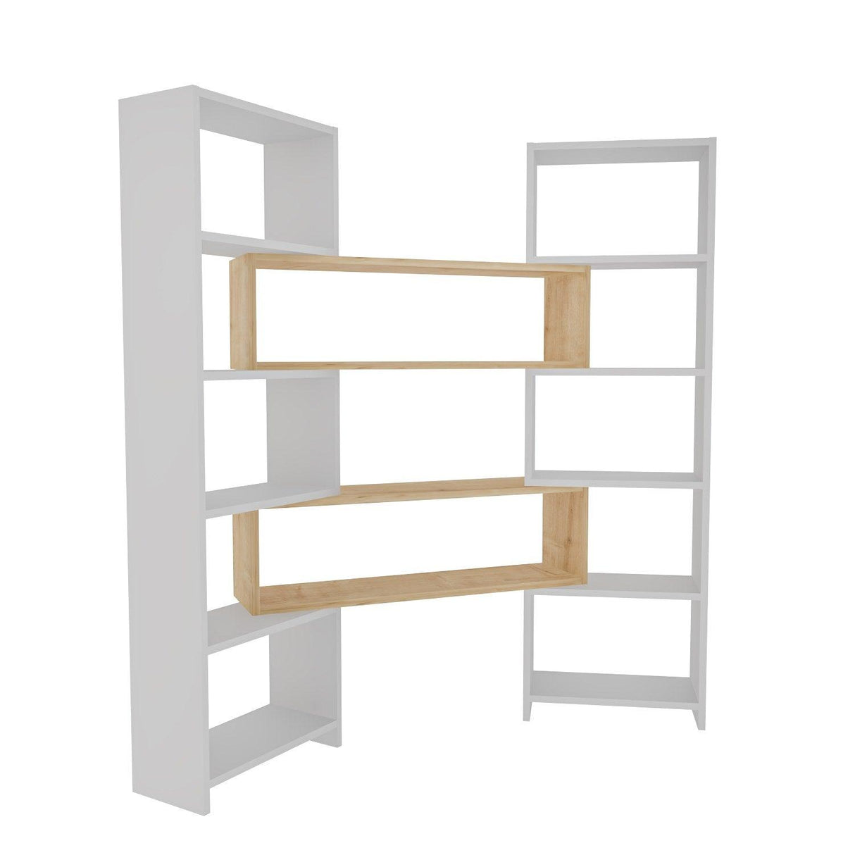 Bibliotecă de Colț Multifuncțională, 163x150x22 cm - stejar alb