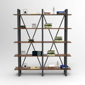 Biblioteca Glade Cadru Metal cu 5 Rafturi, Nuc, 155 x 180 x 34 cm