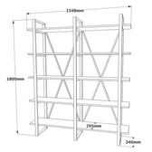 Biblioteca Glade Cadru Metal cu 5 Rafturi, Nuc, 155 x 180 x 34 cm