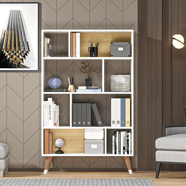 Biblioteca Harby cu Rafturi, Alb, 90x25x139 cm
