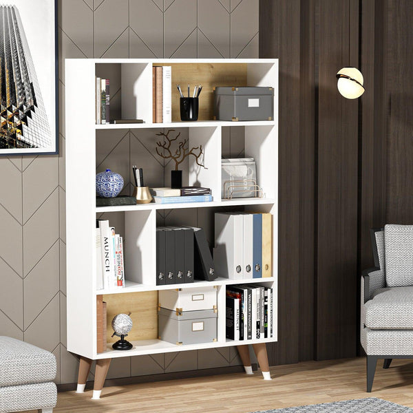 Biblioteca Harby cu Rafturi, Alb, 90x25x139 cm