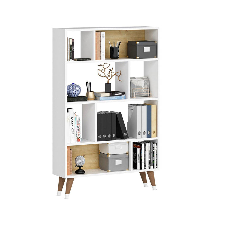 Biblioteca Harby cu Rafturi, Alb, 90 x 25 x 139 cm