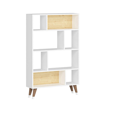 Biblioteca Harby cu Rafturi, Alb, 90 x 25 x 139 cm